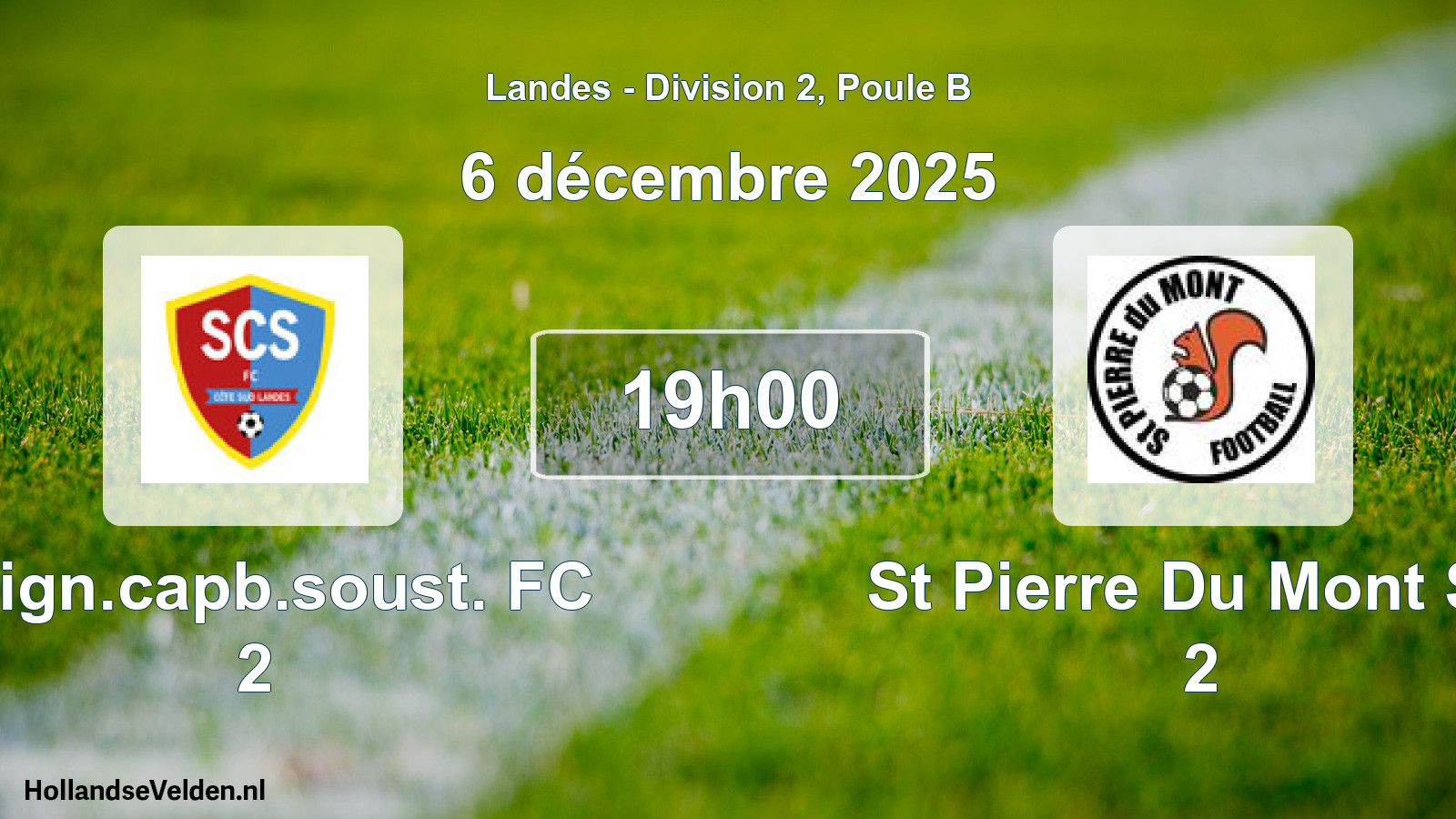 Geplande wedstrijd: Seign.capb.soust. FC 2 - St Pierre Du Mont SC 2 (6 december 2025)