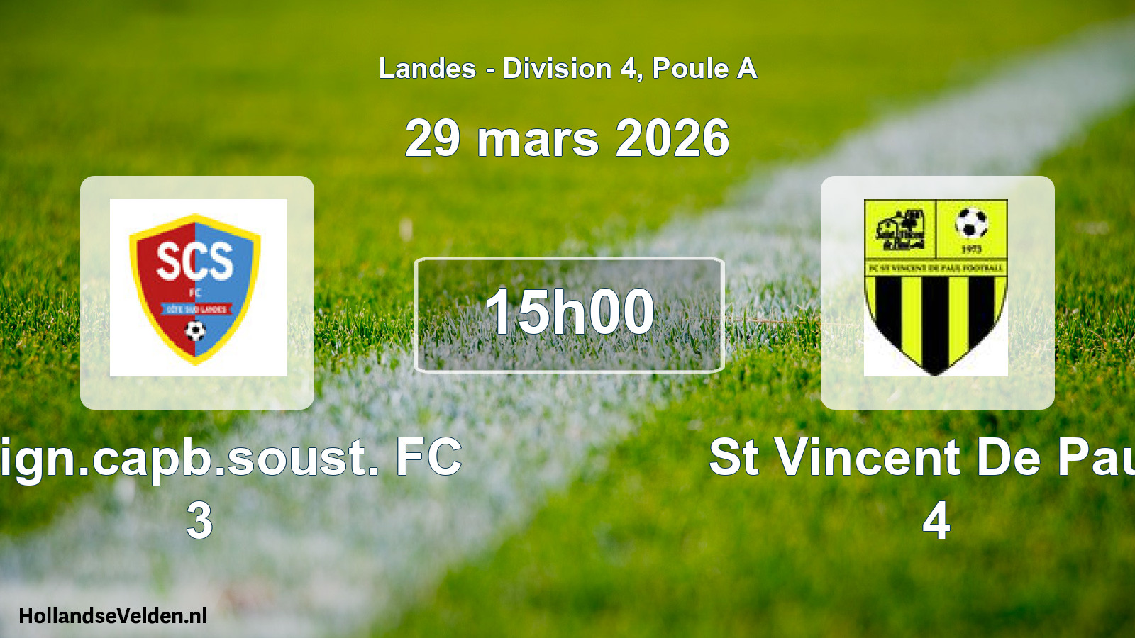 Geplande wedstrijd: Seign.capb.soust. FC 3 - St Vincent De Paul 4 (29 maart 2026)