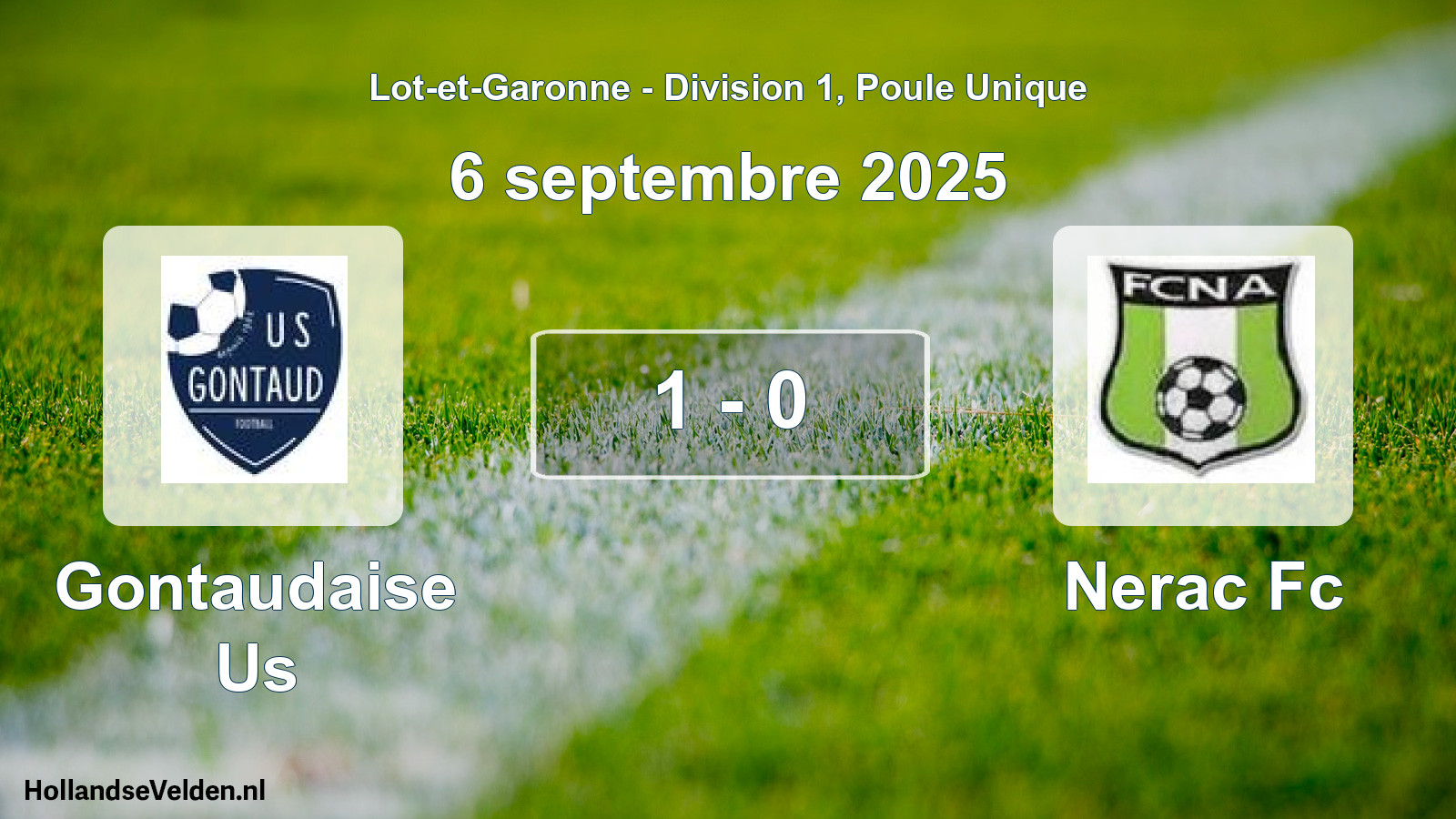 Total number of matches played: Gontaudaise Us - Nerac Fc 1 - 0 (6 September 2025)
