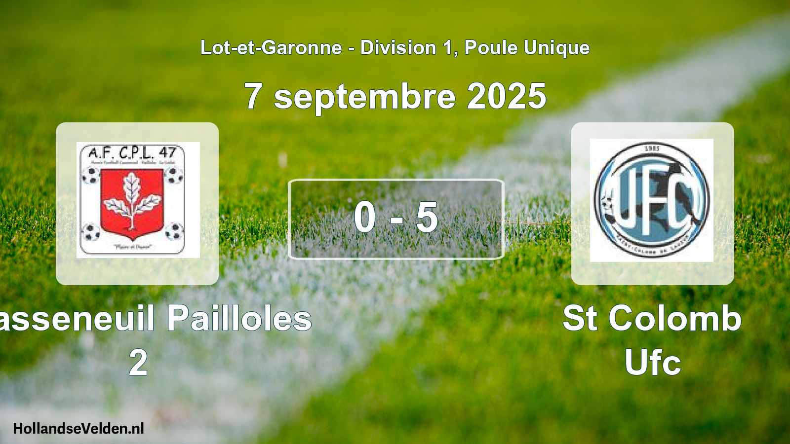 Total number of matches played: Casseneuil Pailloles 2 - St Colomb Ufc 0 - 5 (7 September 2025)