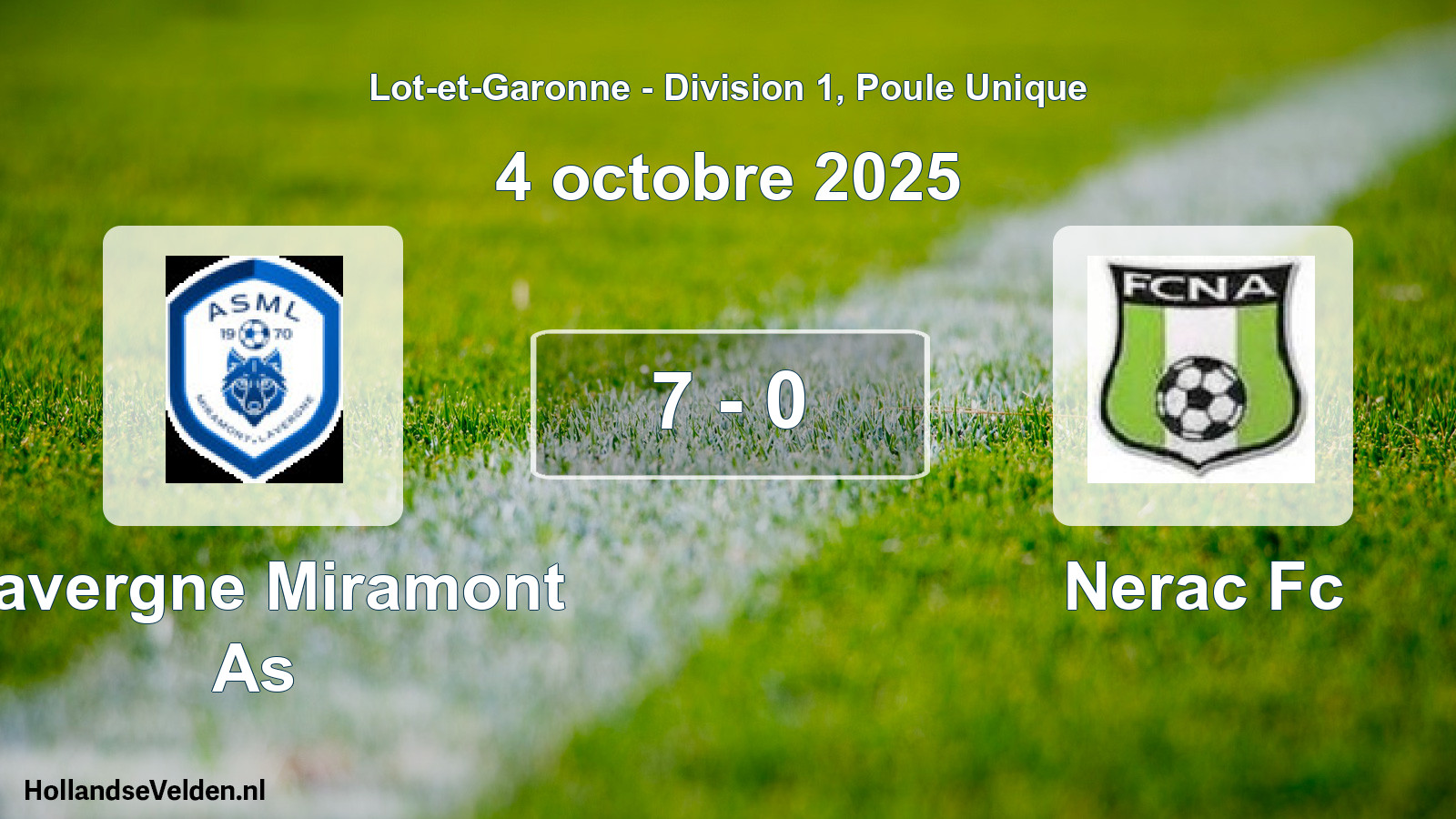 Total number of matches played: Lavergne Miramont As - Nerac Fc 7 - 0 (4 October 2025)