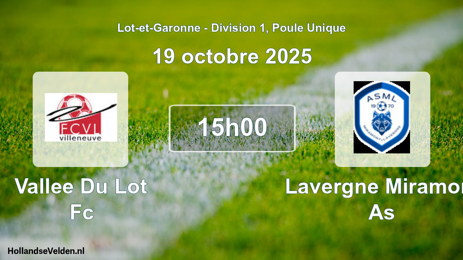 Geplande wedstrijd: Vallee Du Lot Fc - Lavergne Miramont As (19 octobre 2025)