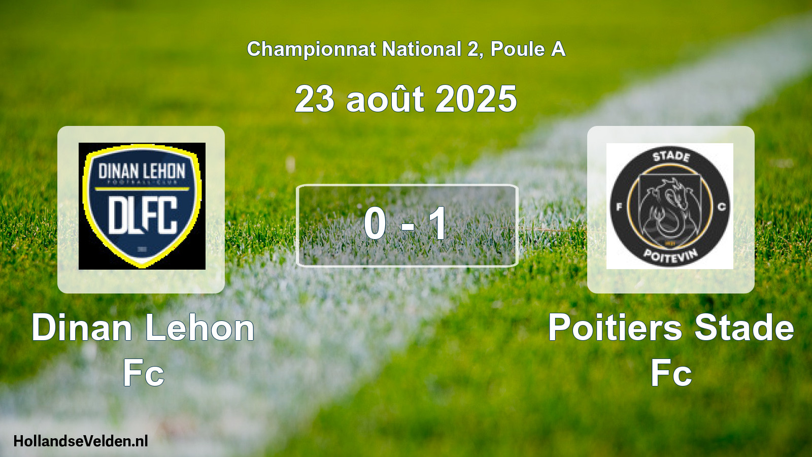 Gespeelde wedstrijd: Dinan Lehon Fc - Poitiers Stade Fc 0 - 1 (23 augustus 2025)