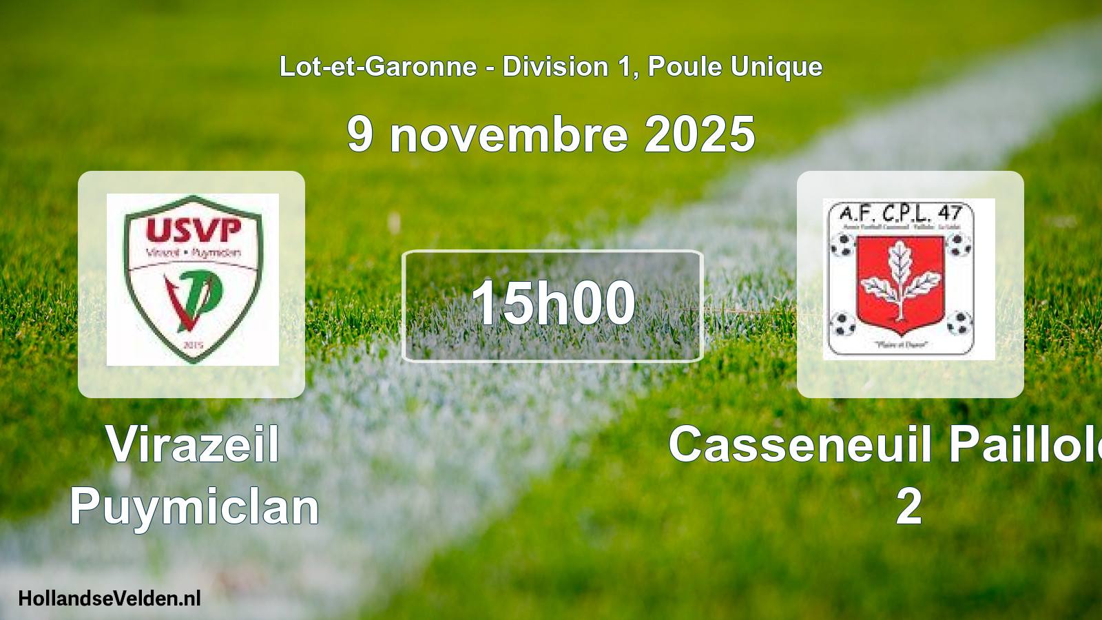 Geplande wedstrijd: Virazeil Puymiclan - Casseneuil Pailloles 2 (9 novembre 2025)