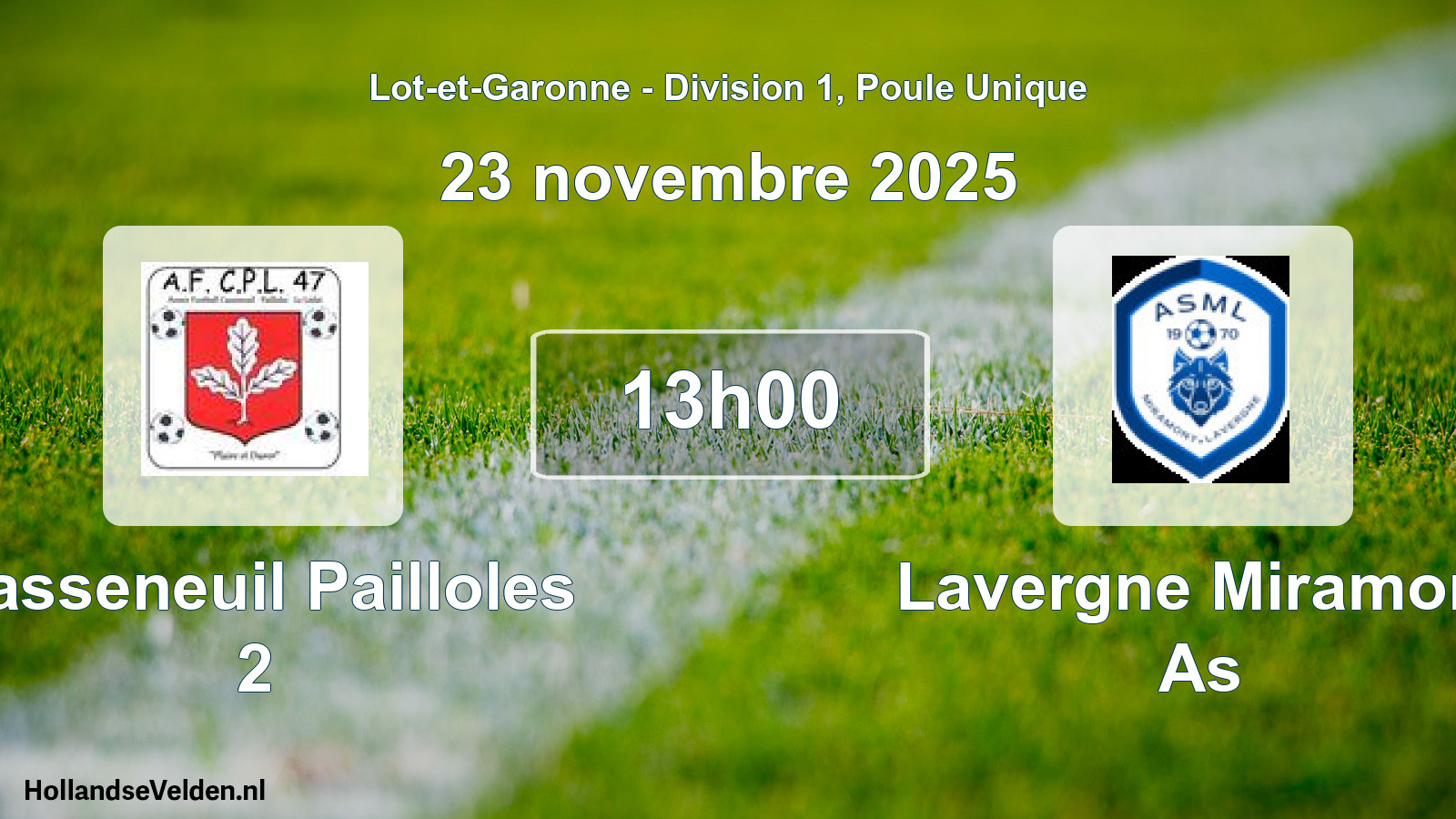 Geplande wedstrijd: Casseneuil Pailloles 2 - Lavergne Miramont As (23 novembre 2025)
