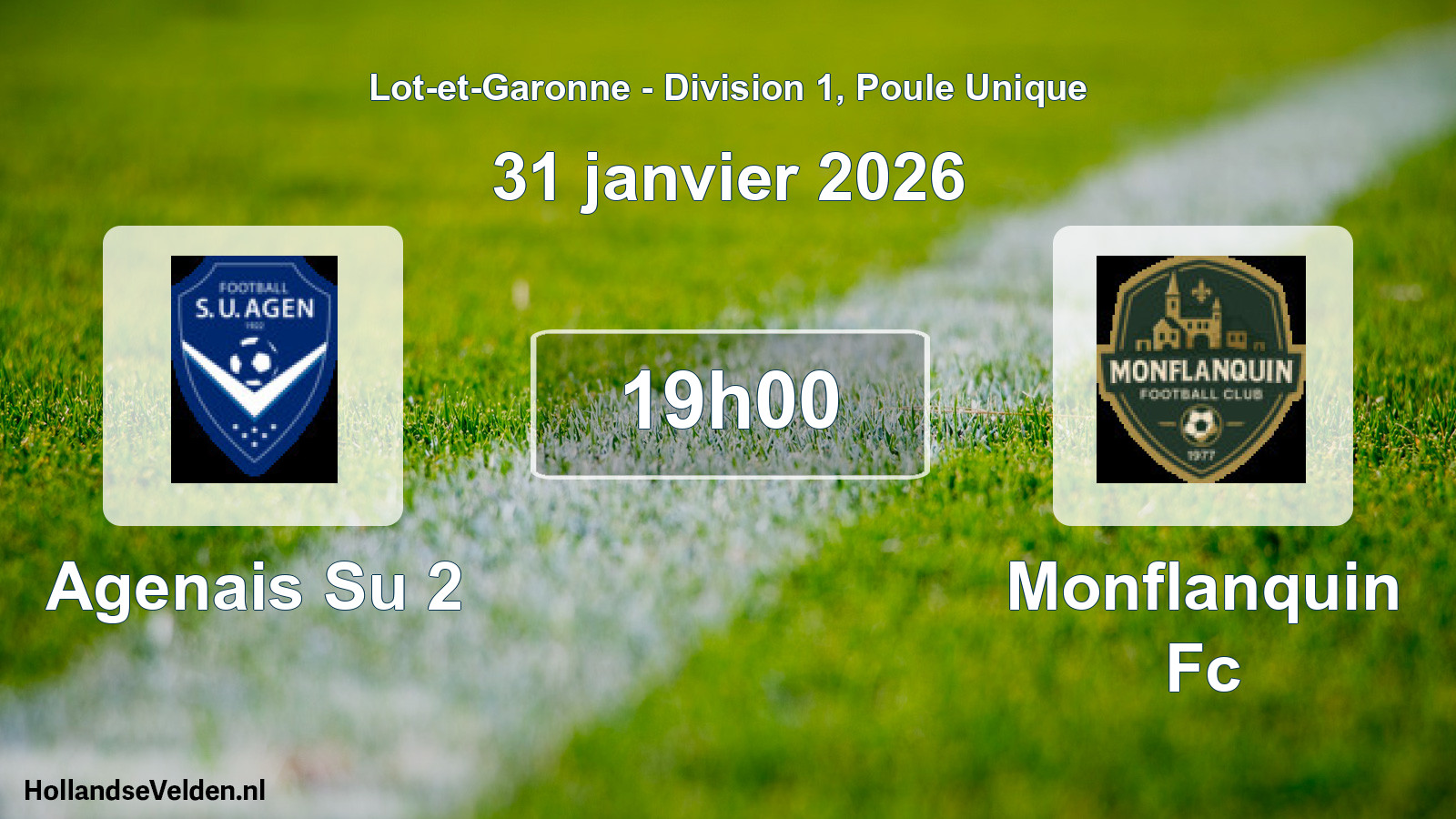 Geplande wedstrijd: Agenais Su 2 - Monflanquin Fc (31 janvier 2026)