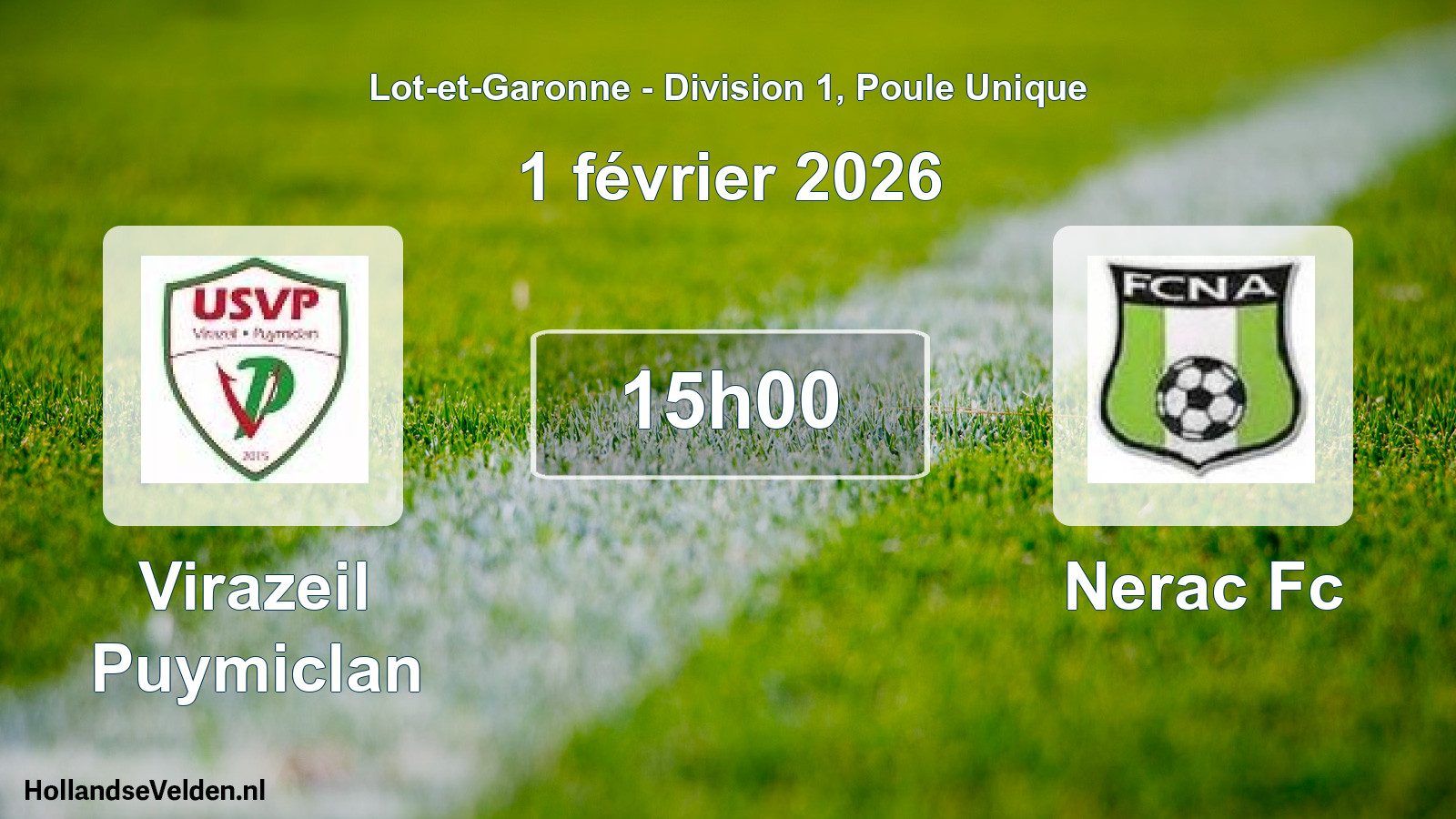 Geplande wedstrijd: Virazeil Puymiclan - Nerac Fc (1 février 2026)