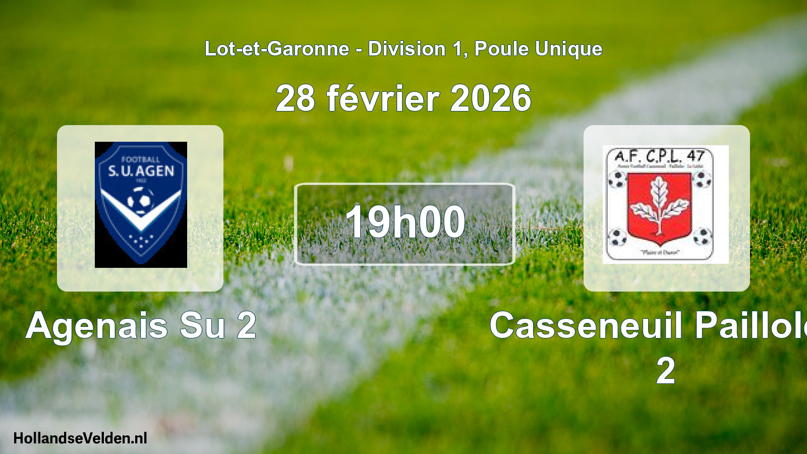 Geplande wedstrijd: Agenais Su 2 - Casseneuil Pailloles 2 (28 février 2026)