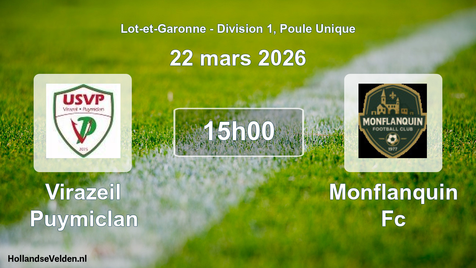 Geplande wedstrijd: Virazeil Puymiclan - Monflanquin Fc (22 mars 2026)