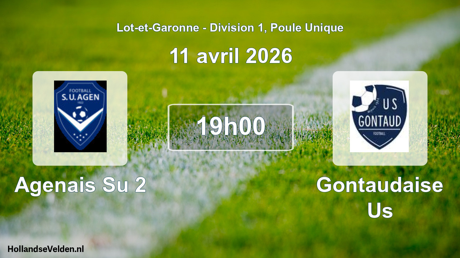 Geplande wedstrijd: Agenais Su 2 - Gontaudaise Us (11 avril 2026)