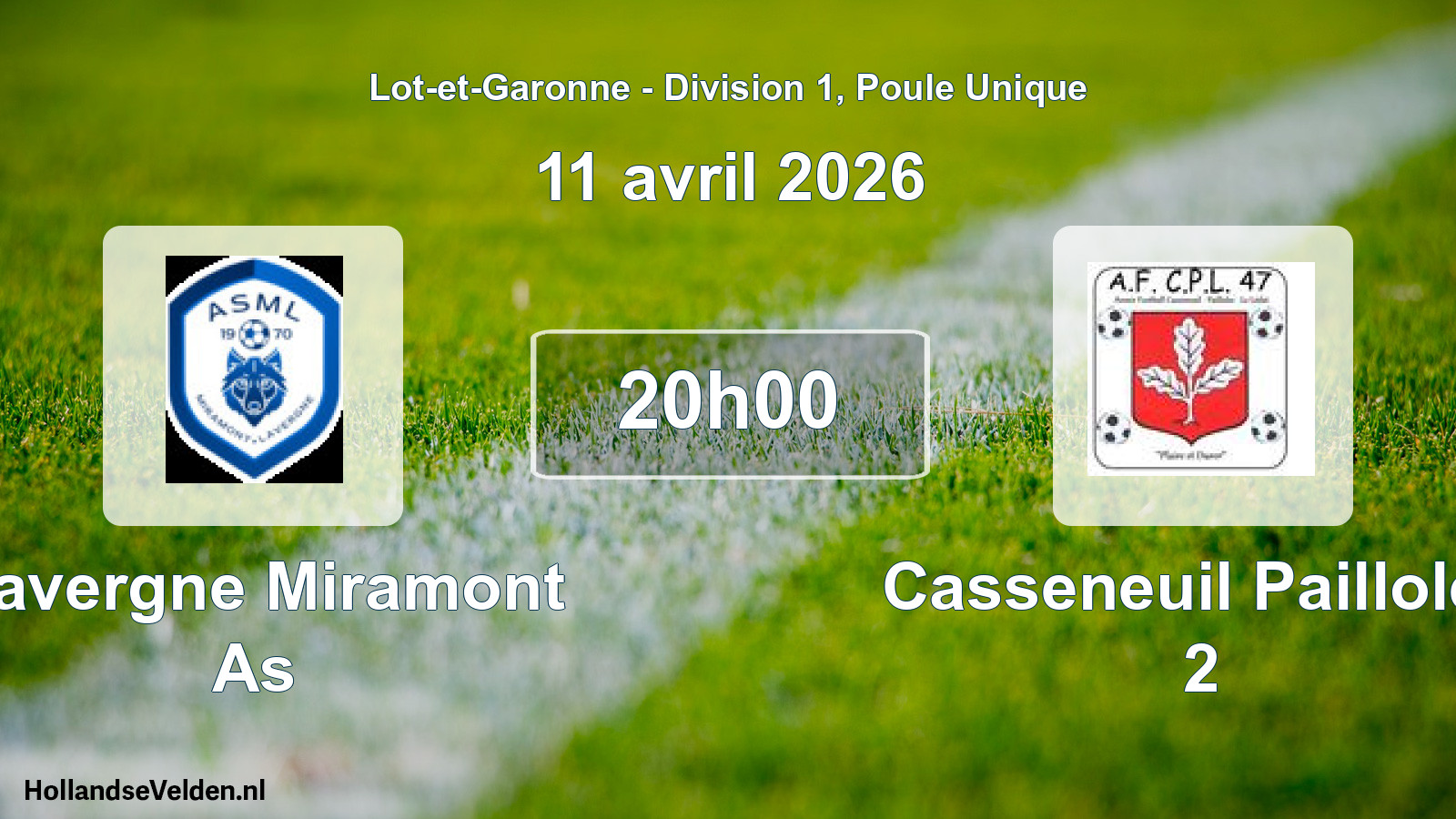 Geplande wedstrijd: Lavergne Miramont As - Casseneuil Pailloles 2 (11 avril 2026)