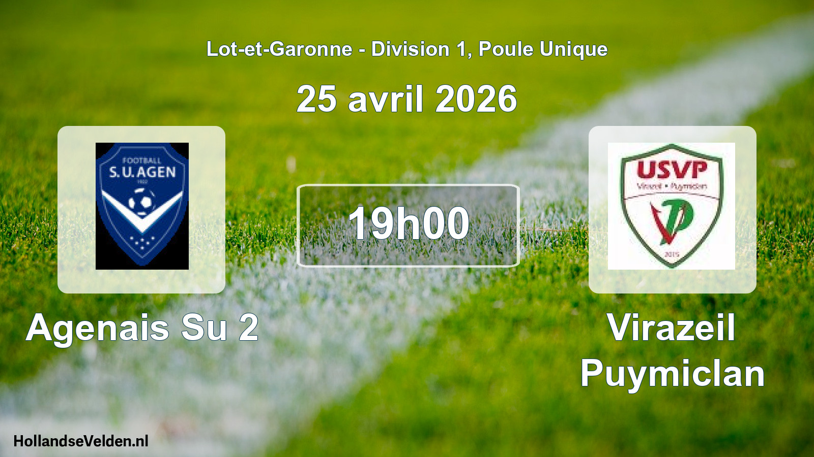 Geplande wedstrijd: Agenais Su 2 - Virazeil Puymiclan (25 avril 2026)