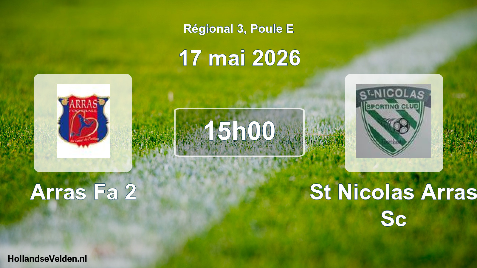 Geplande wedstrijd: Arras Fa 2 - St Nicolas Arras Sc (17 mei 2026)