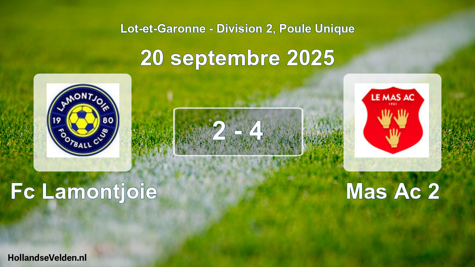 Gespeelde wedstrijd: Fc Lamontjoie - Mas Ac 2 2 - 4 (20 september 2025)