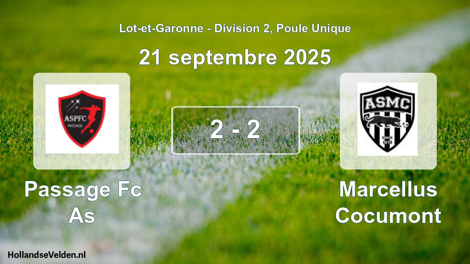 Gespeelde wedstrijd: Passage Fc As - Marcellus Cocumont 2 - 2 (21 septembre 2025)