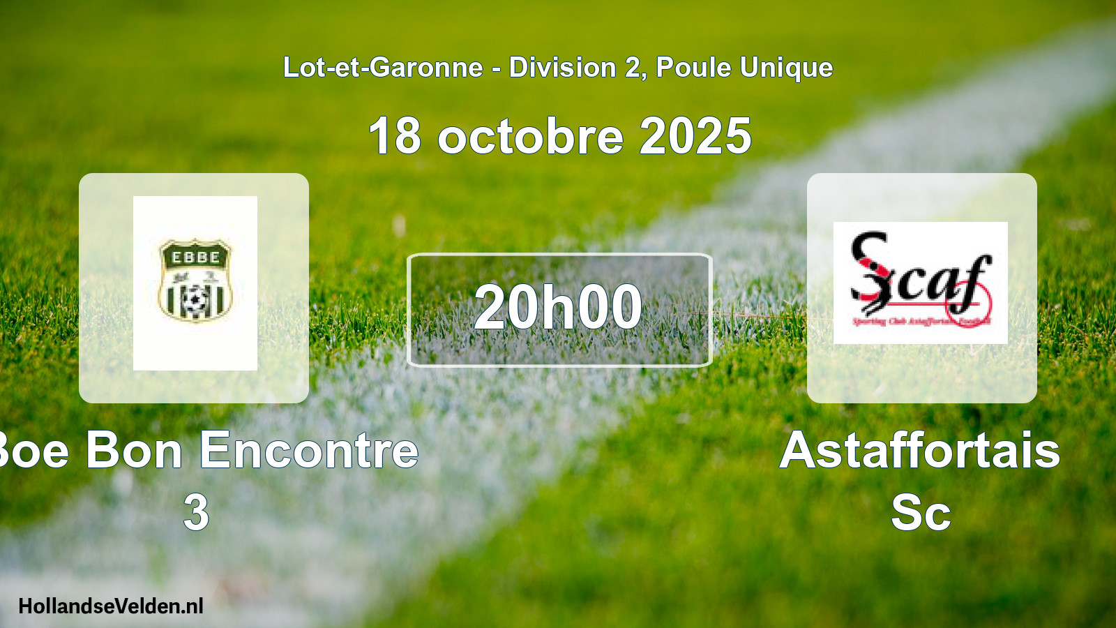 Geplande wedstrijd: Boe Bon Encontre 3 - Astaffortais Sc (18 octobre 2025)