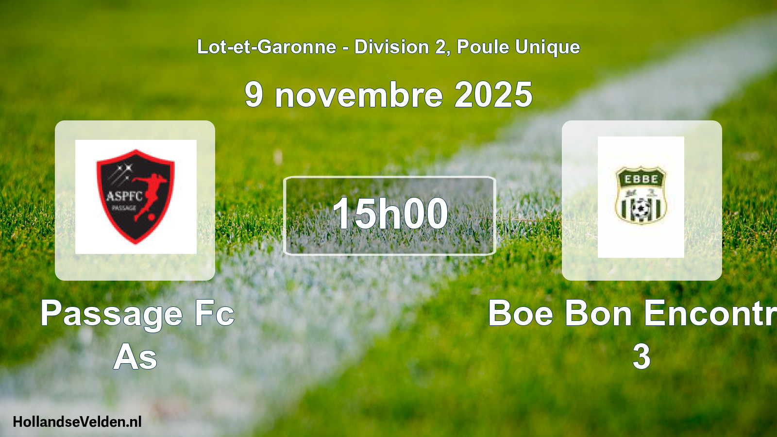 Geplande wedstrijd: Passage Fc As - Boe Bon Encontre 3 (9 novembre 2025)