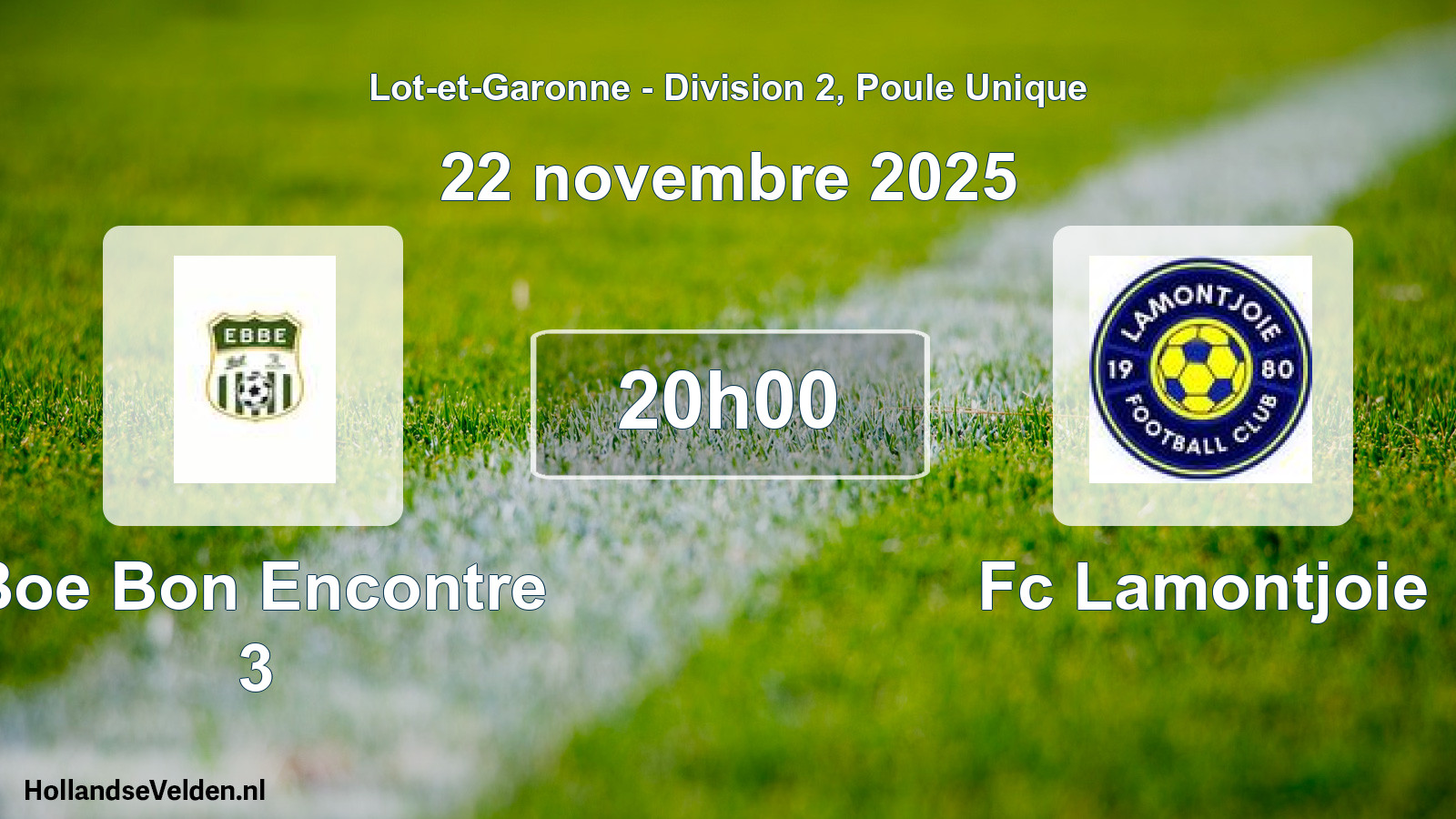 Geplande wedstrijd: Boe Bon Encontre 3 - Fc Lamontjoie (22 novembre 2025)