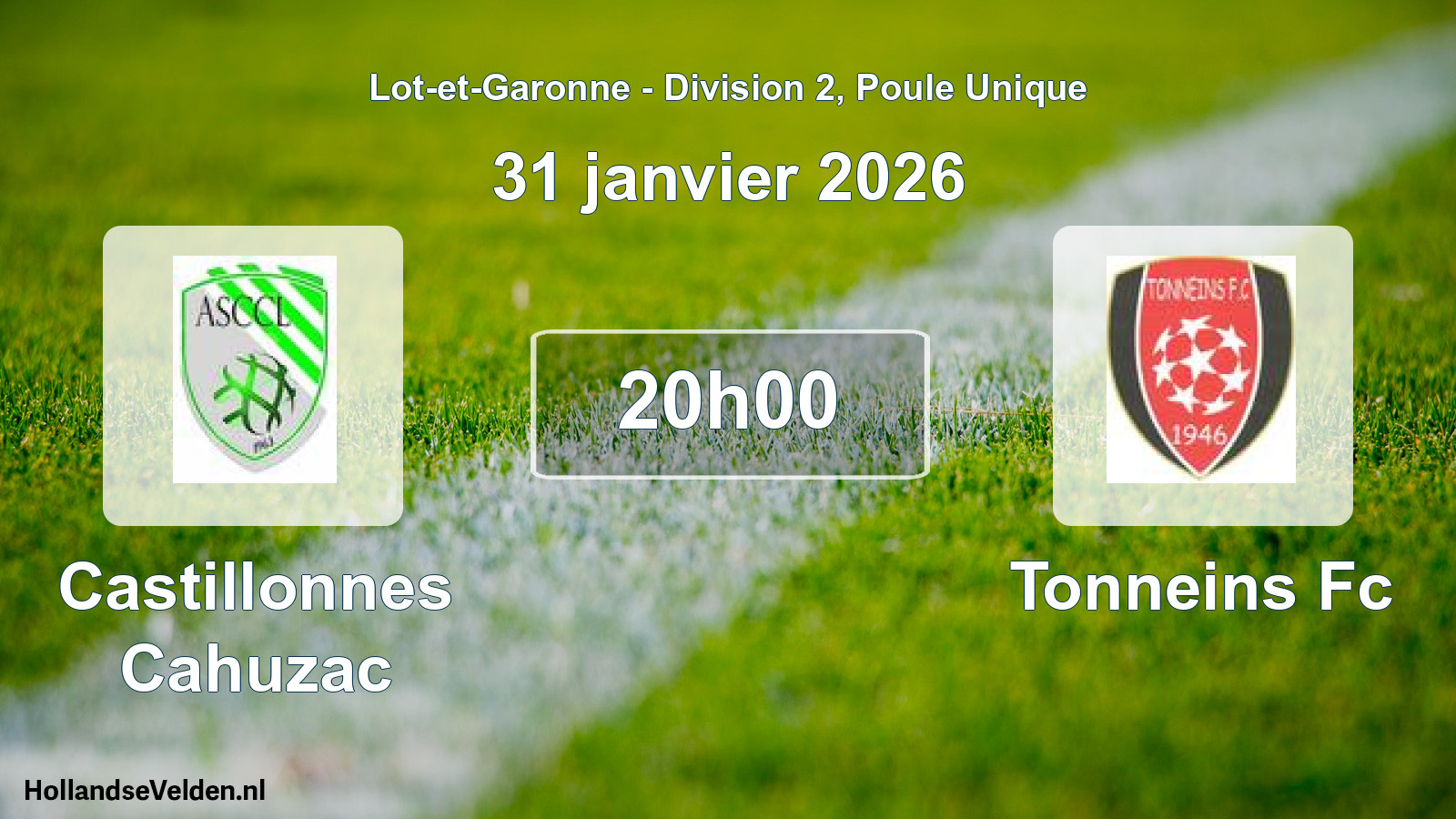 Geplande wedstrijd: Castillonnes Cahuzac - Tonneins Fc (31 janvier 2026)