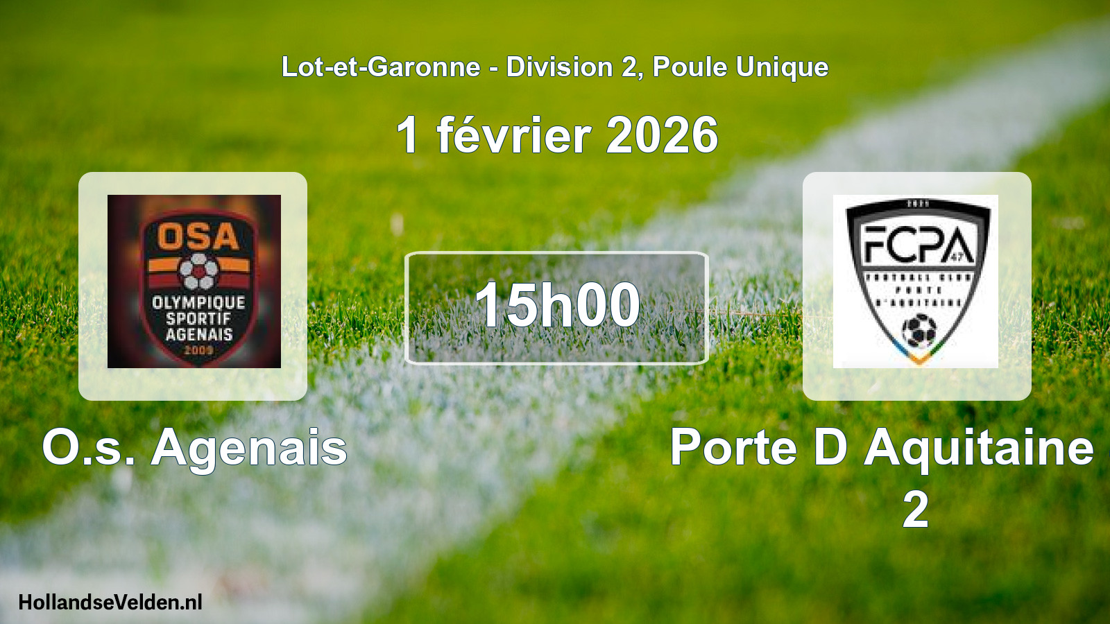 Geplande wedstrijd: O.s. Agenais - Porte D Aquitaine 47 2 (1 février 2026)