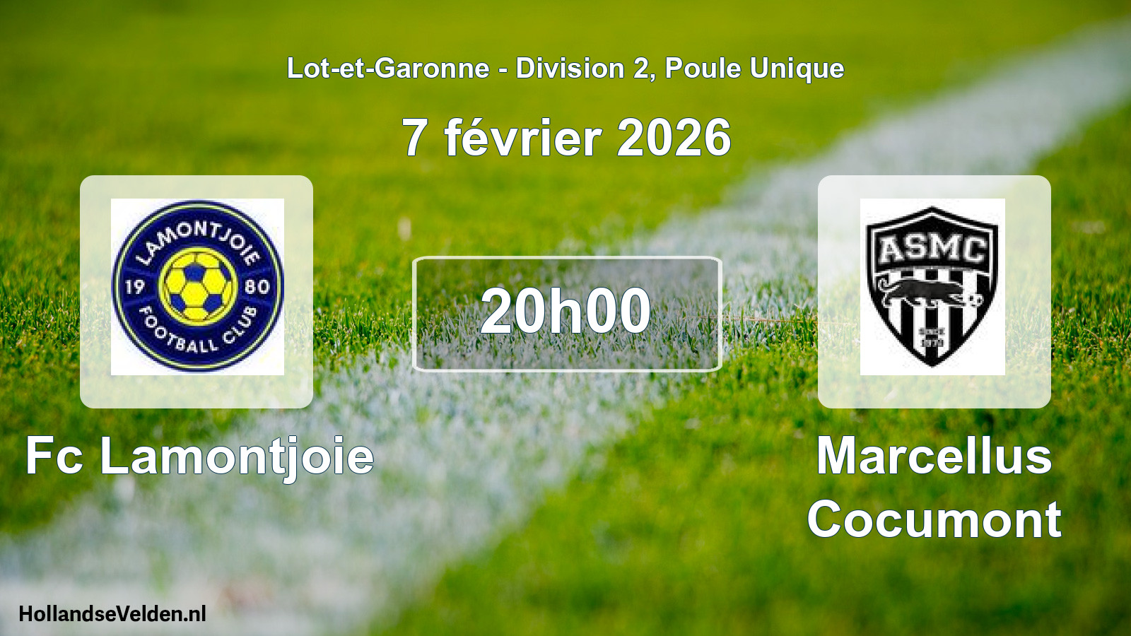 Geplande wedstrijd: Fc Lamontjoie - Marcellus Cocumont (7 février 2026)