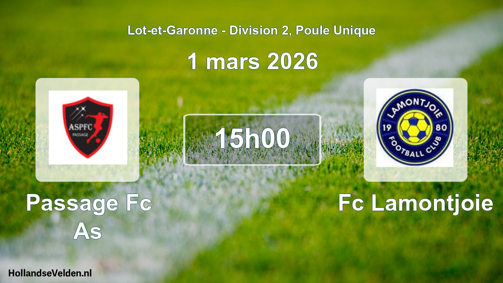 Geplande wedstrijd: Passage Fc As - Fc Lamontjoie (1 mars 2026)