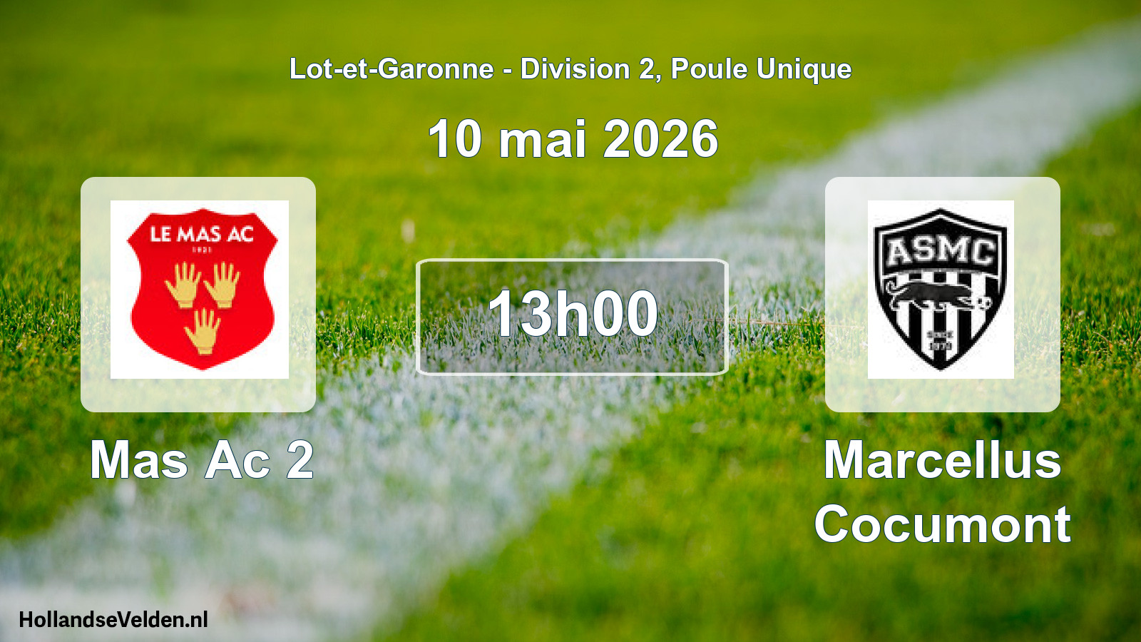 Geplande wedstrijd: Mas Ac 2 - Marcellus Cocumont (10 mei 2026)
