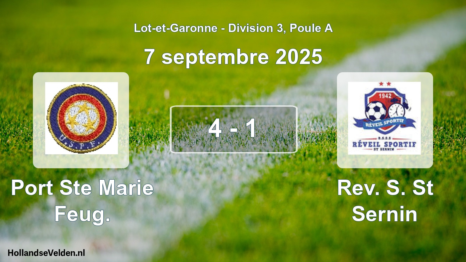 Gespeelde wedstrijd: Port Ste Marie Feug. - Rev. S. St Sernin 4 - 1 (7 septembre 2025)