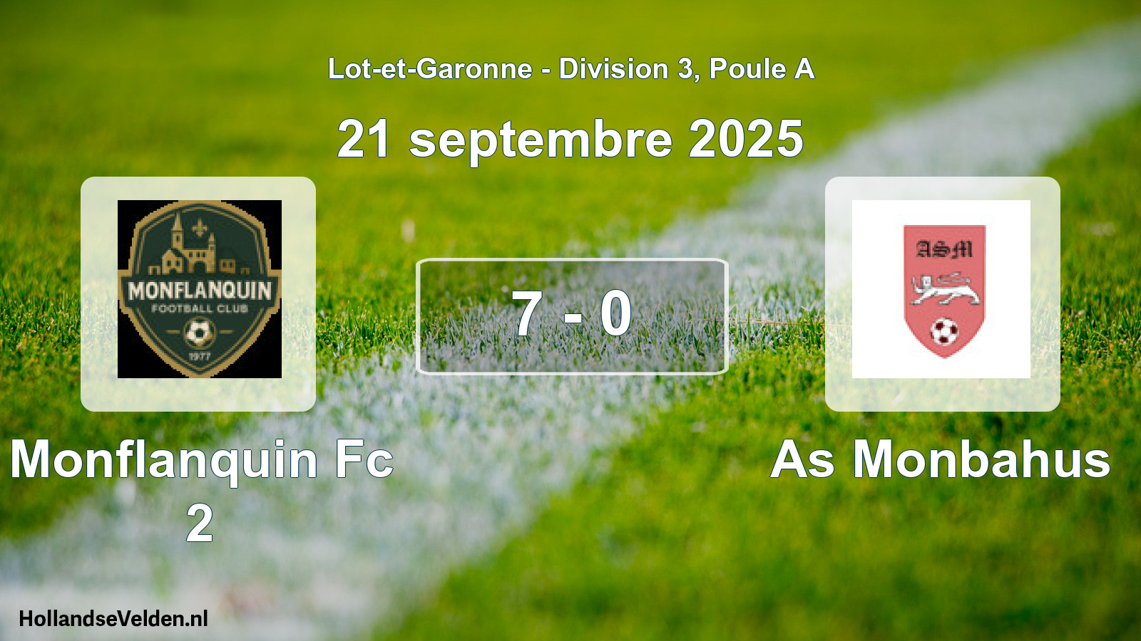 Gespeelde wedstrijd: Monflanquin Fc 2 - As Monbahus 7 - 0 (21 septembre 2025)
