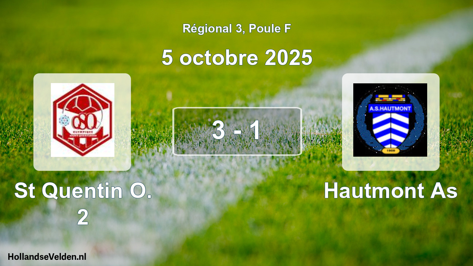 Gespeelde wedstrijd: St Quentin O. 2 - Hautmont As 3 - 1 (5 octobre 2025)