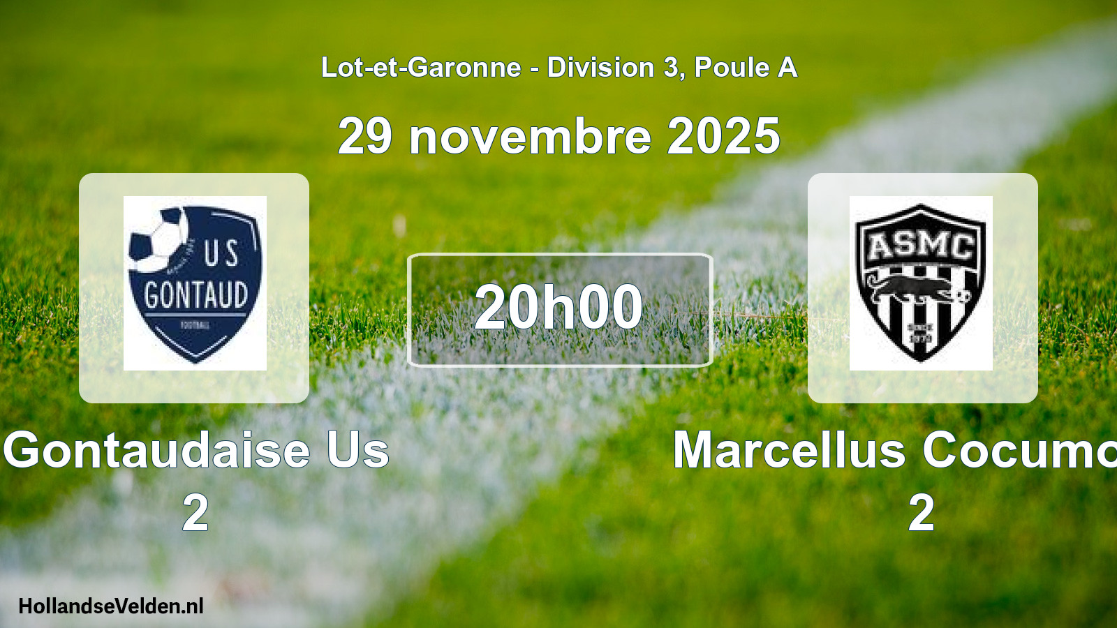 Geplande wedstrijd: Gontaudaise Us 2 - Marcellus Cocumont 2 (29 novembre 2025)
