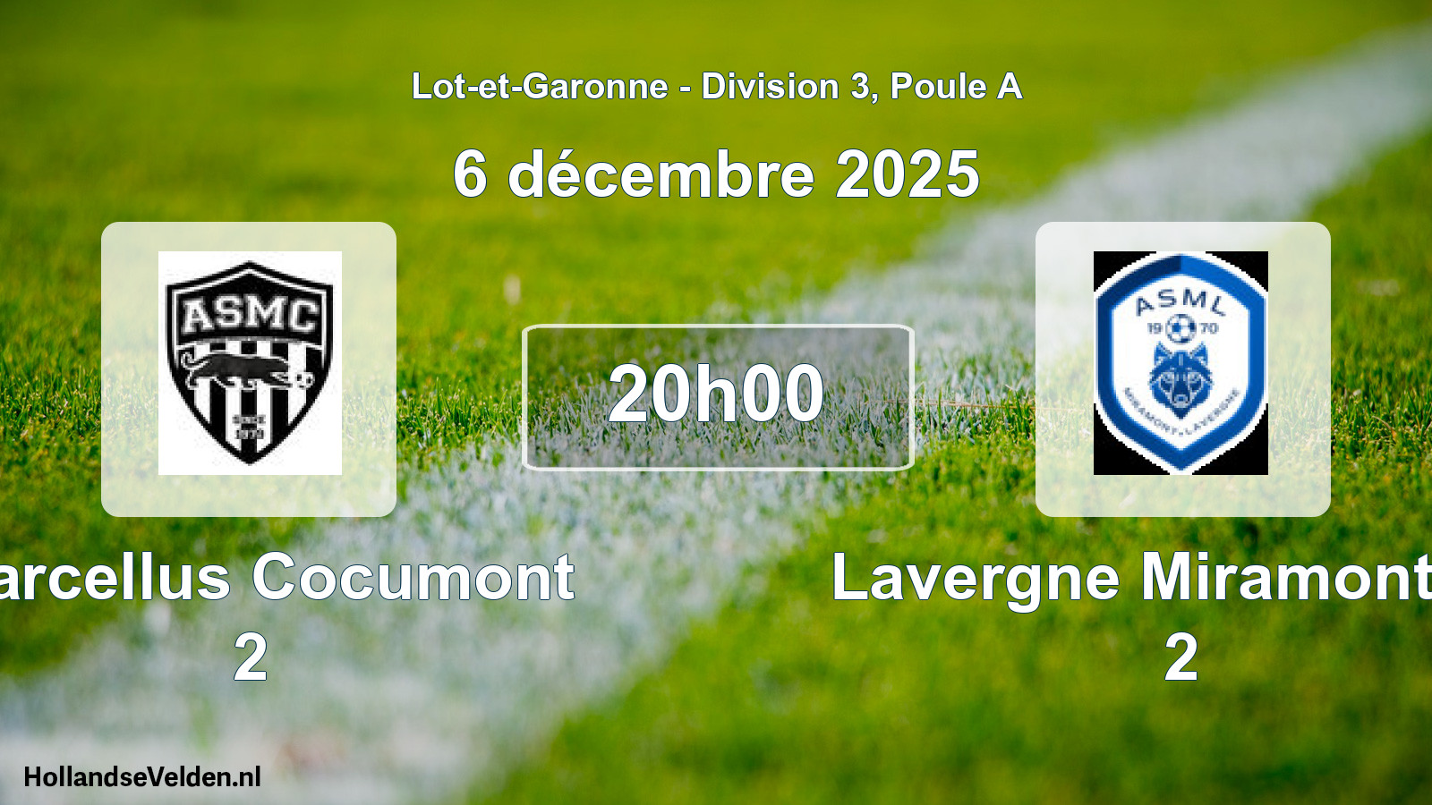 Geplande wedstrijd: Marcellus Cocumont 2 - Lavergne Miramont As 2 (6 décembre 2025)