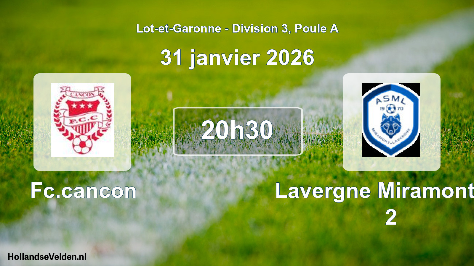 Geplande wedstrijd: Fc.cancon - Lavergne Miramont As 2 (31 januari 2026)