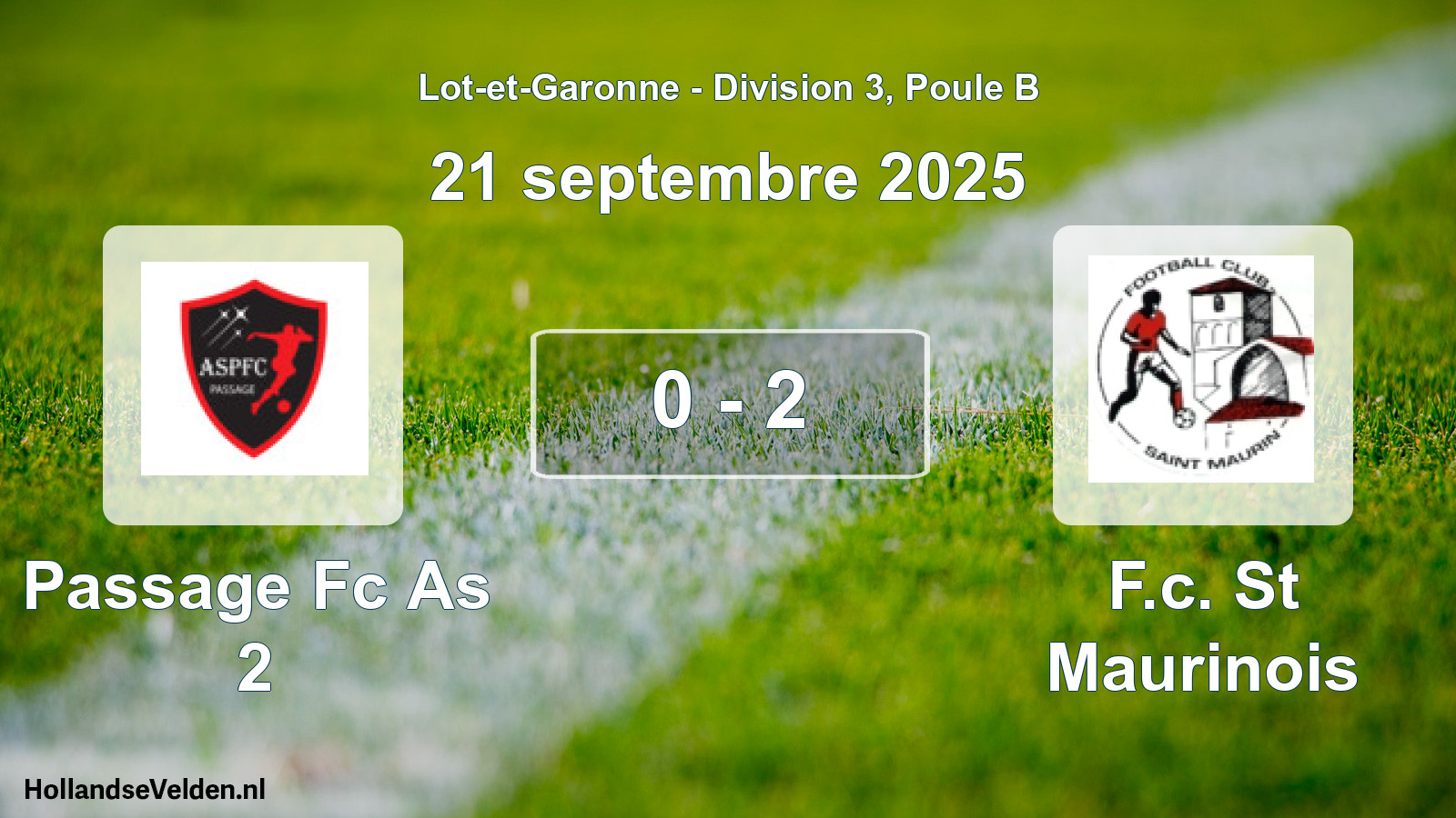 Gespeelde wedstrijd: Passage Fc As 2 - F.c. St Maurinois 0 - 2 (21 septembre 2025)
