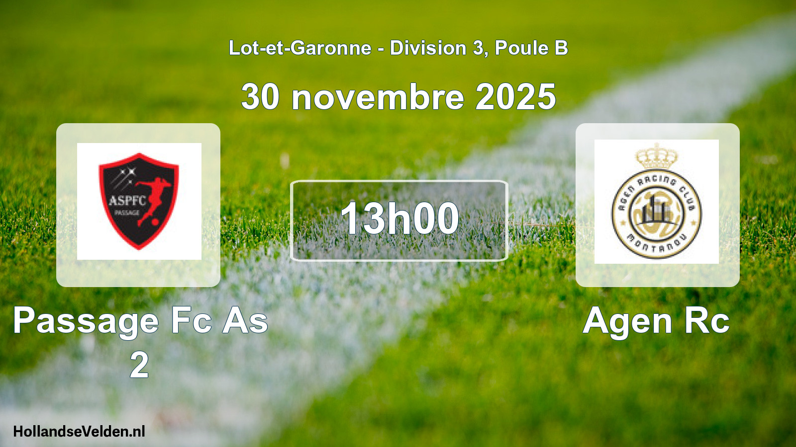 Geplande wedstrijd: Passage Fc As 2 - Agen Rc (30 novembre 2025)