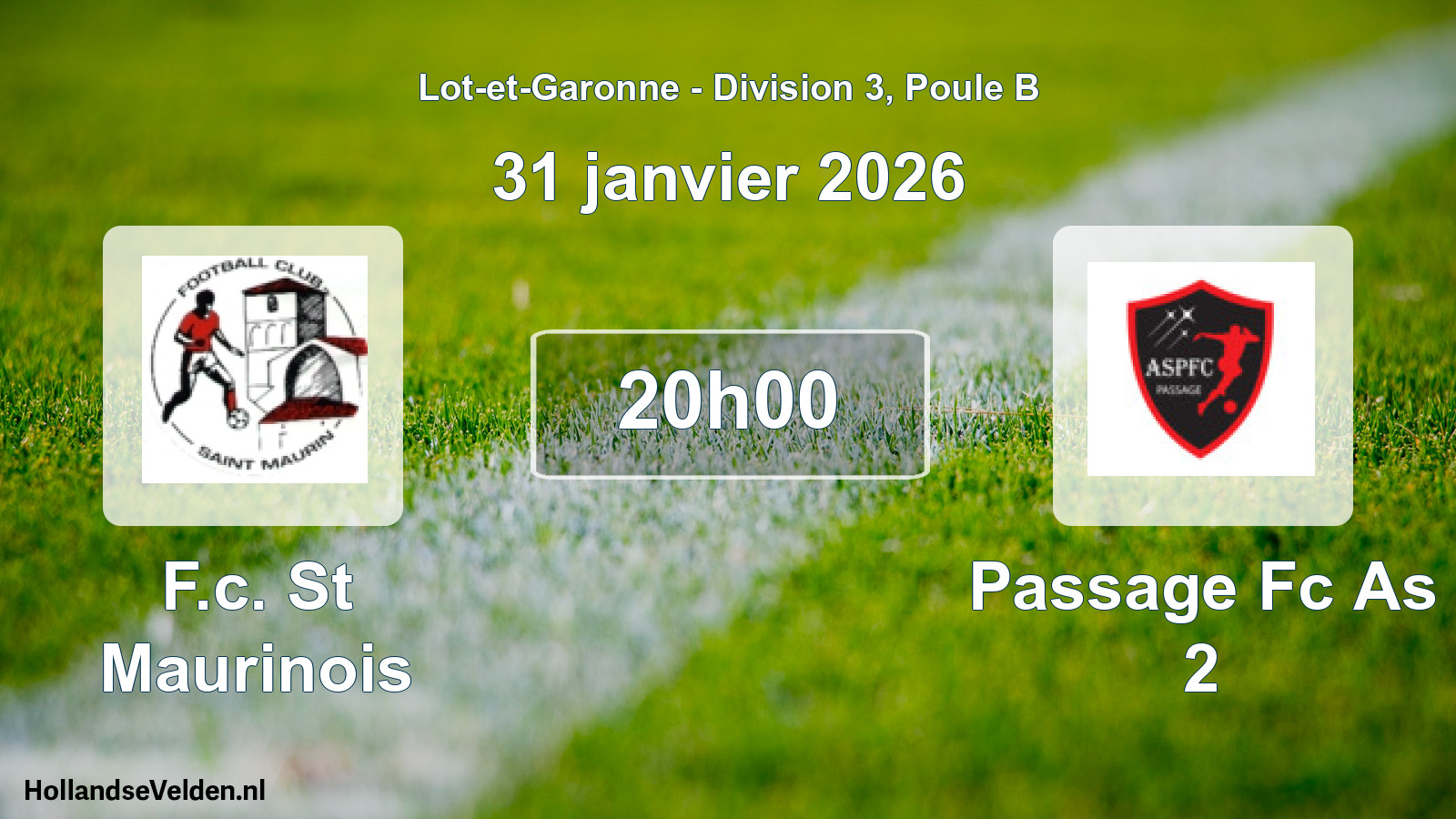 Geplande wedstrijd: F.c. St Maurinois - Passage Fc As 2 (31 janvier 2026)