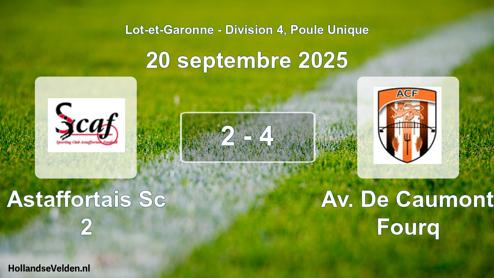 Gespeelde wedstrijd: Astaffortais Sc 2 - Av. De Caumont Fourq 2 - 4 (20 septembre 2025)