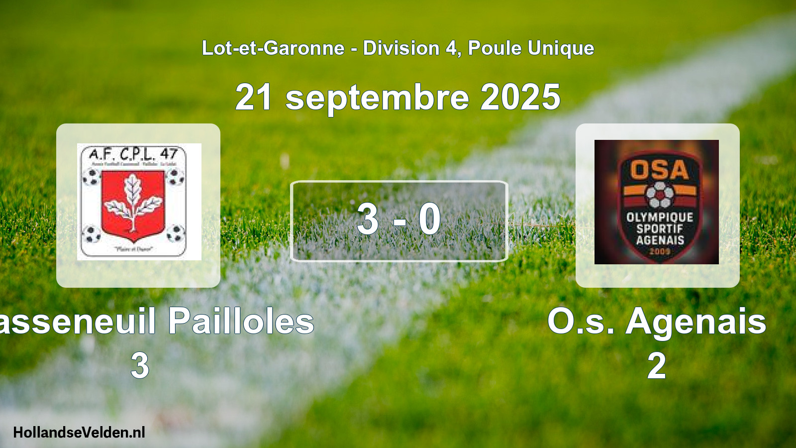Total number of matches played: Casseneuil Pailloles 3 - O.s. Agenais 2 3 - 0 (21 September 2025)