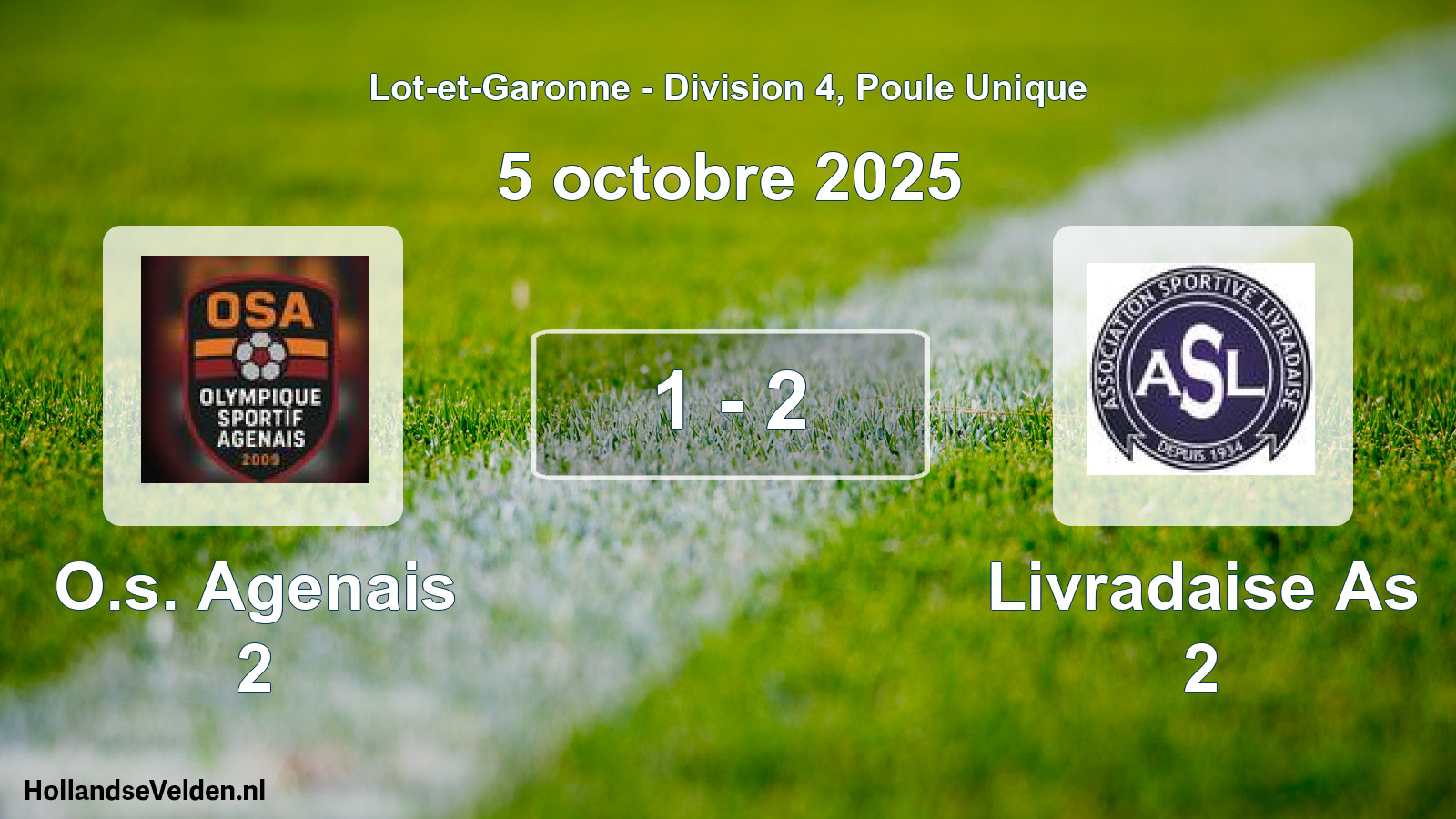 Total number of matches played: O.s. Agenais 2 - Livradaise As 2 1 - 2 (5 October 2025)