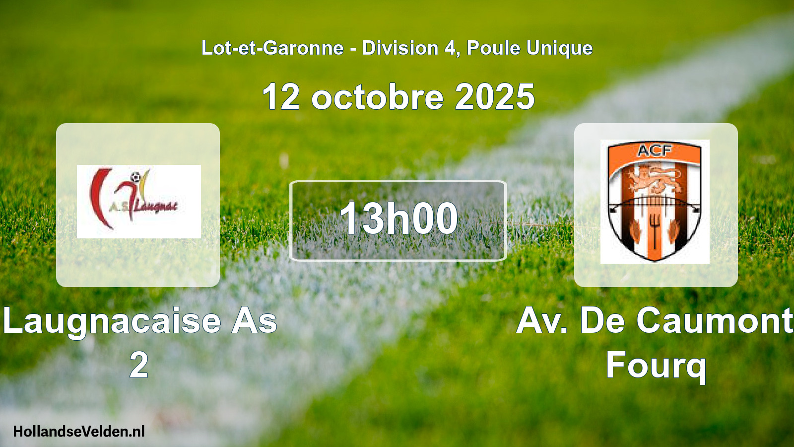 Geplande wedstrijd: Laugnacaise As 2 - Av. De Caumont Fourq (12 octobre 2025)