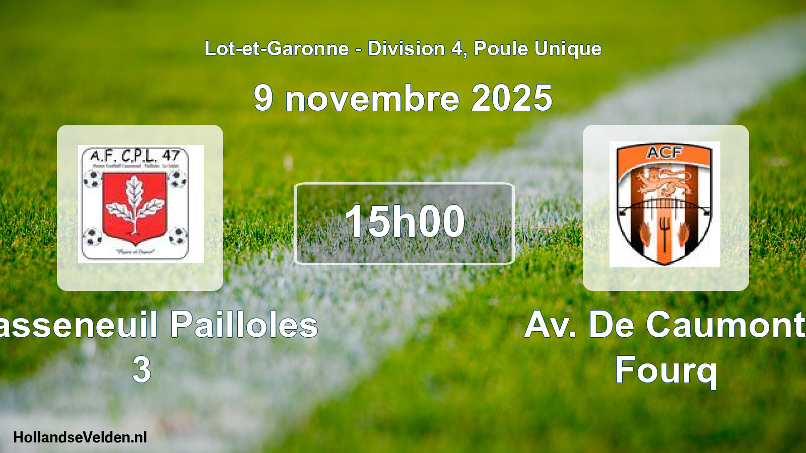 Geplande wedstrijd: Casseneuil Pailloles 3 - Av. De Caumont Fourq (9 november 2025)