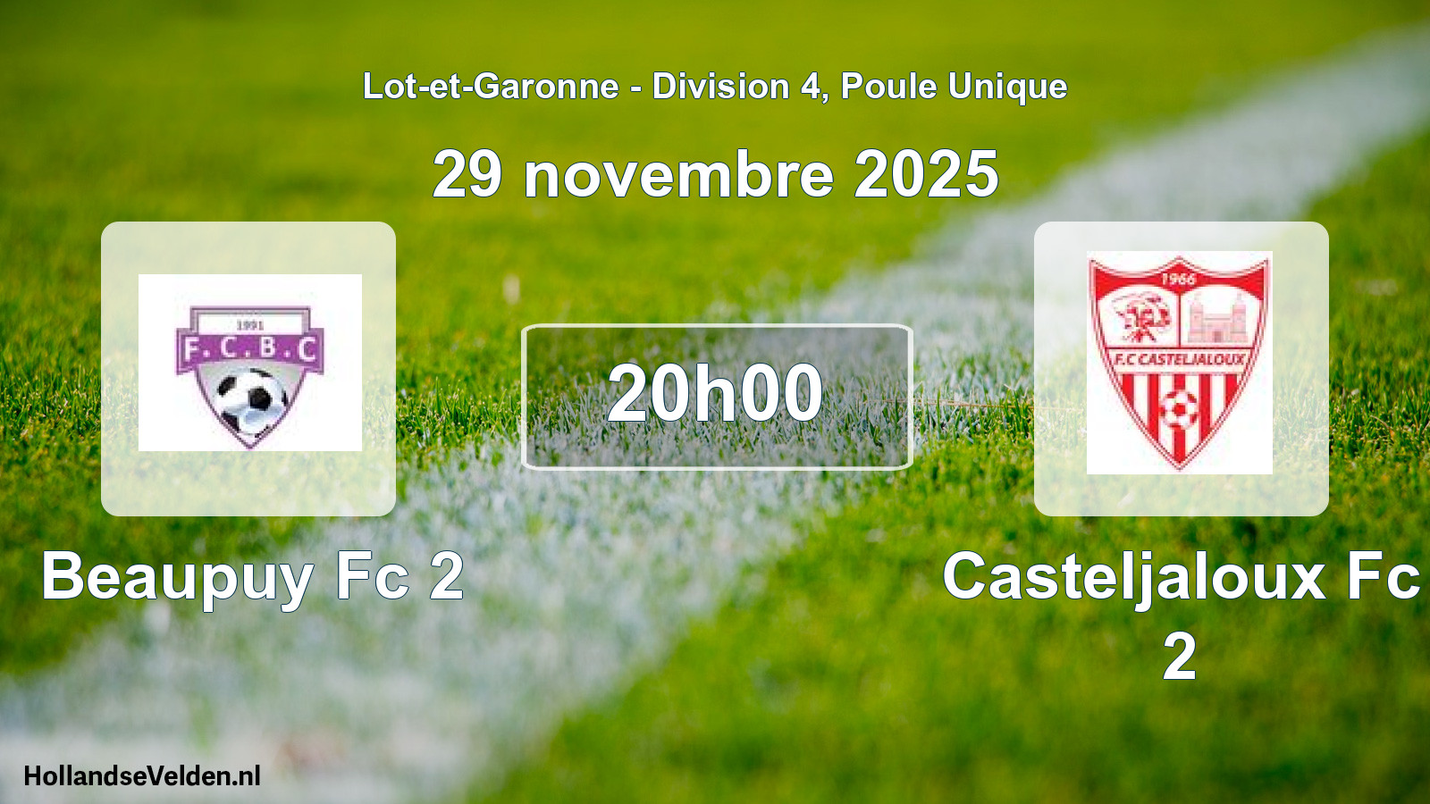Geplande wedstrijd: Beaupuy Fc 2 - Casteljaloux Fc 2 (29 novembre 2025)