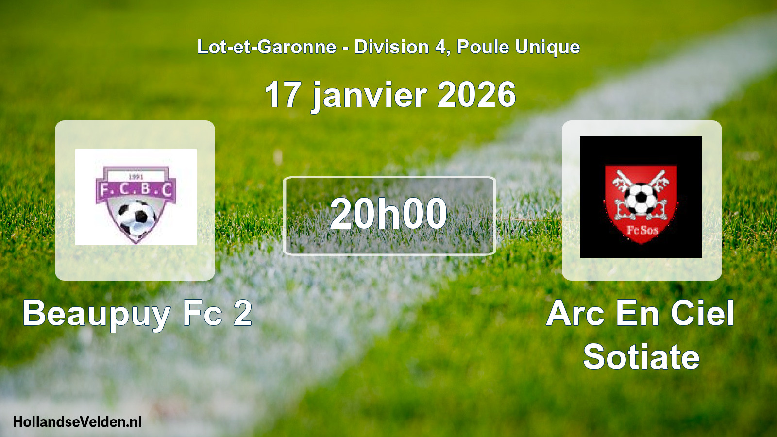 Geplande wedstrijd: Beaupuy Fc 2 - Arc En Ciel Sotiate (17 januari 2026)