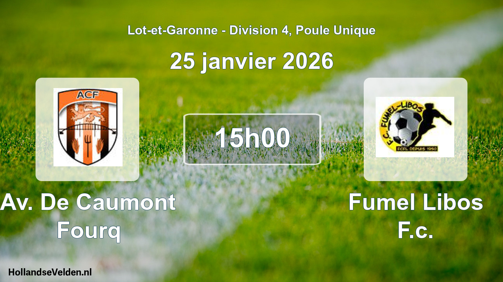 Geplande wedstrijd: Av. De Caumont Fourq - Fumel Libos F.c. (25 janvier 2026)