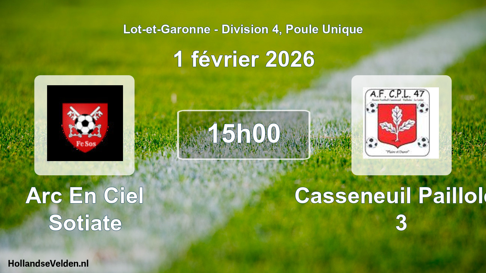 Geplande wedstrijd: Arc En Ciel Sotiate - Casseneuil Pailloles 3 (1 février 2026)