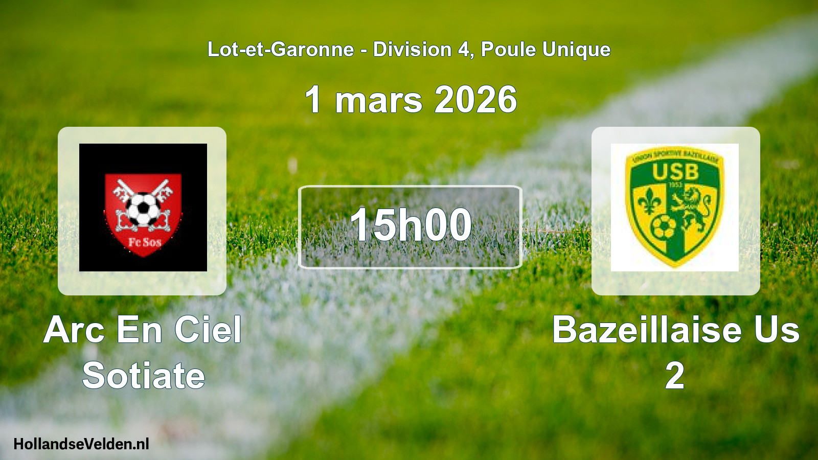 Geplande wedstrijd: Arc En Ciel Sotiate - Bazeillaise Us 2 (1 mars 2026)