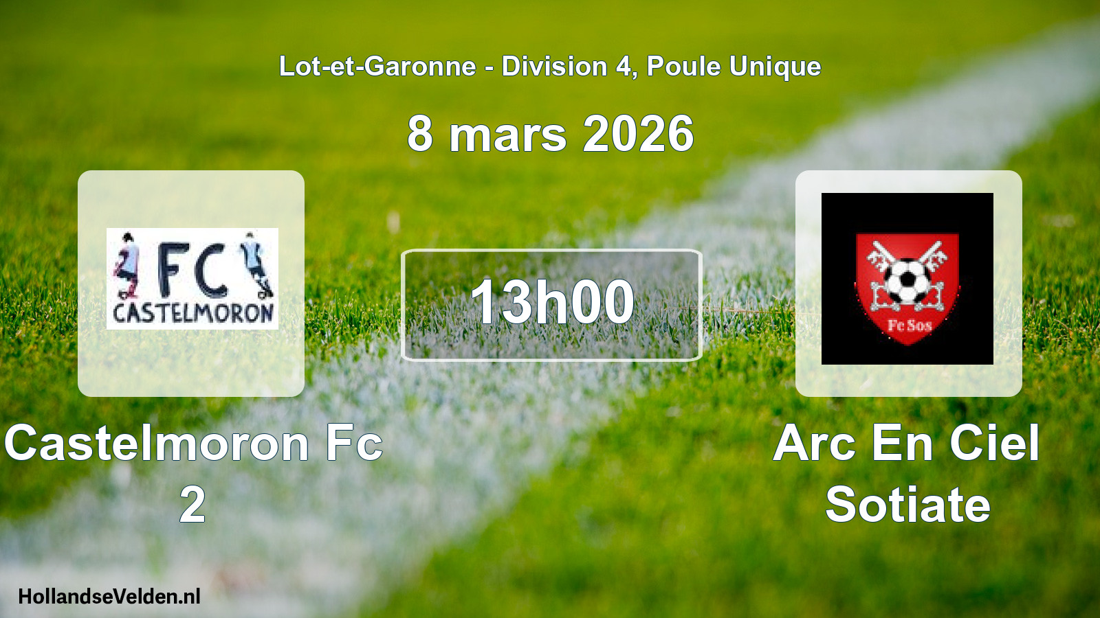 Scheduled Match: Castelmoron Fc 2 - Arc En Ciel Sotiate (8 March 2026)
