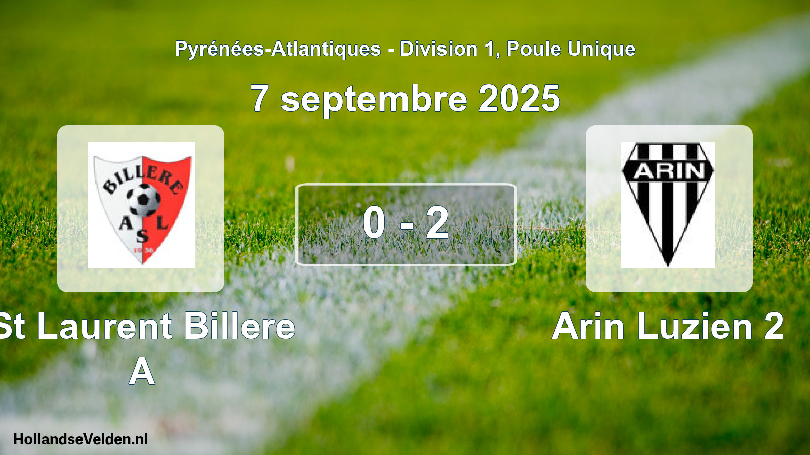 Gespeelde wedstrijd: St Laurent Billere A - Arin Luzien 2 0 - 2 (7 septembre 2025)