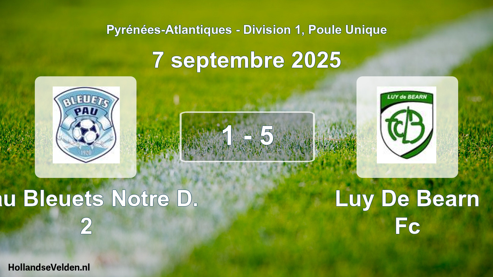 Total number of matches played: Pau Bleuets Notre D. 2 - Luy De Bearn Fc 1 - 5 (7 September 2025)
