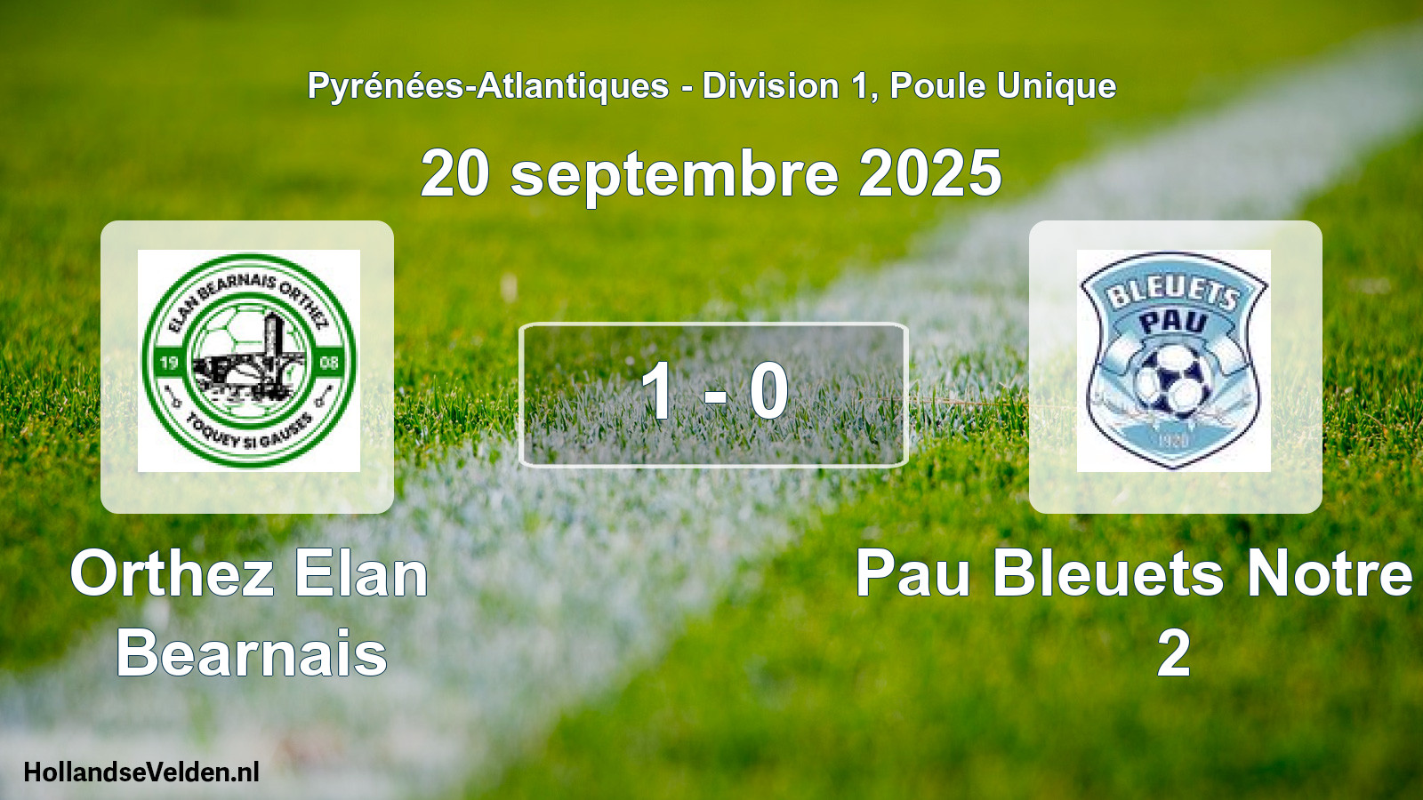 Total number of matches played: Orthez Elan Bearnais - Pau Bleuets Notre D. 2 1 - 0 (20 September 2025)